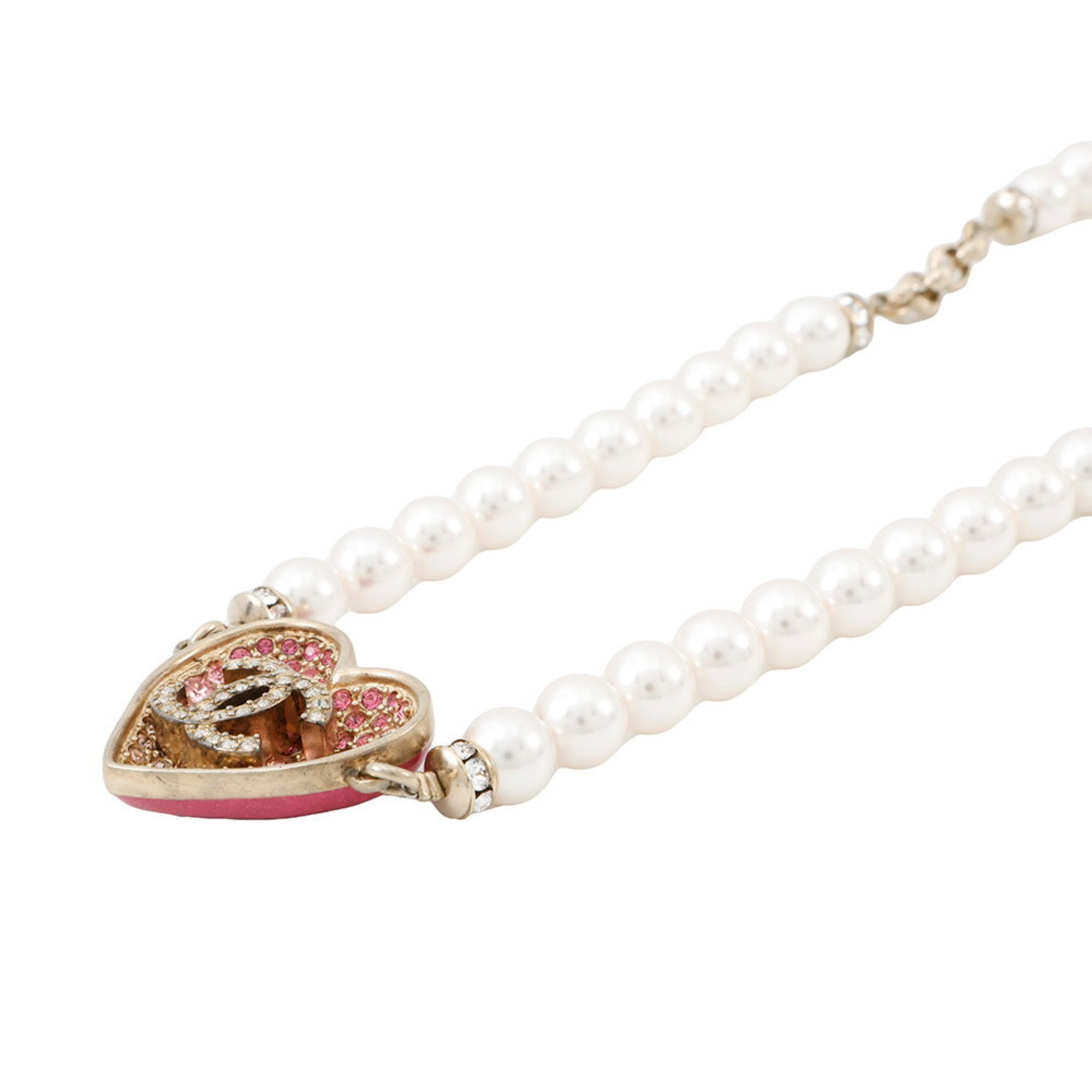 CC Logo Heart Pendant Necklace Metal