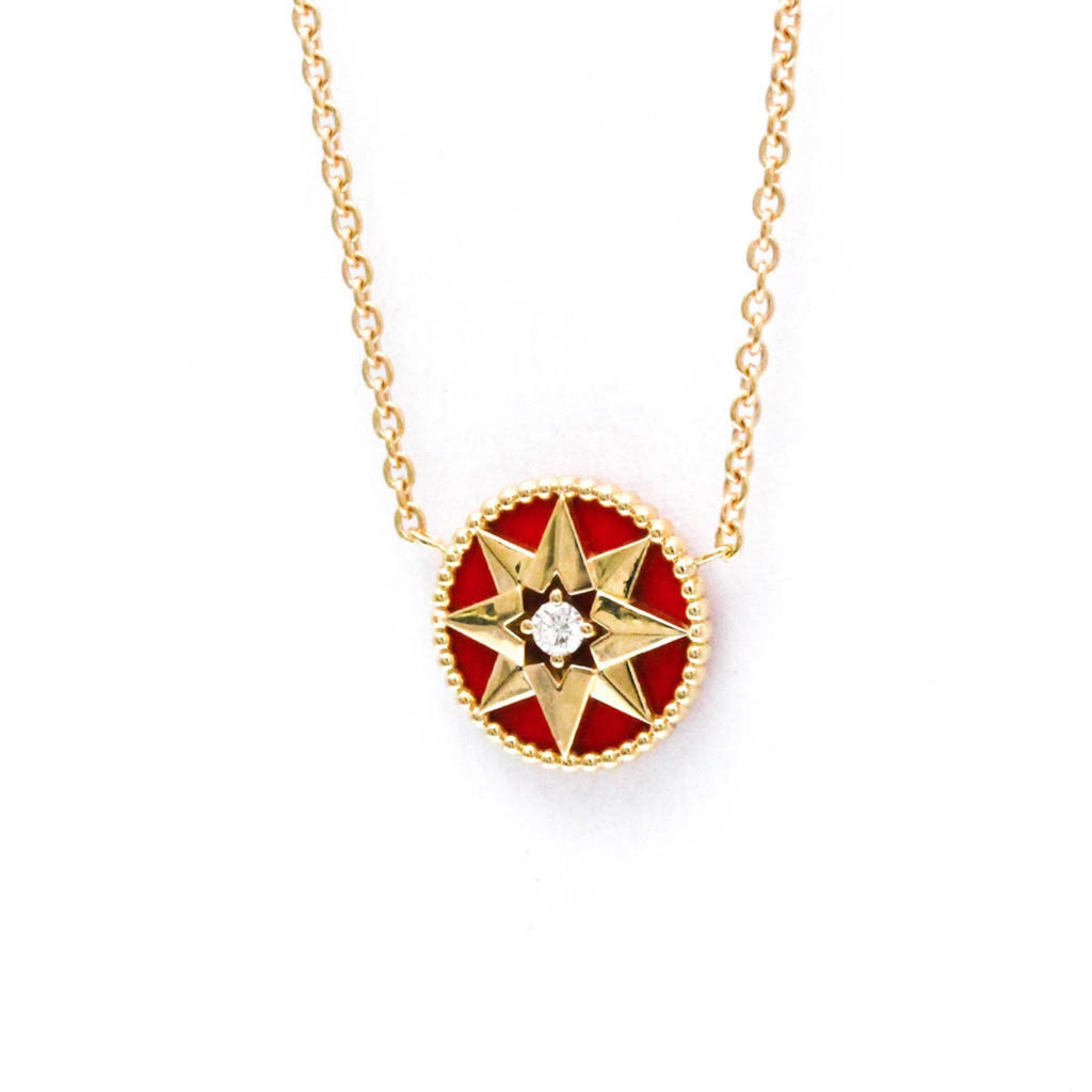 Rose De Vents Pendant Necklace 18K Rose Gold with Diamond