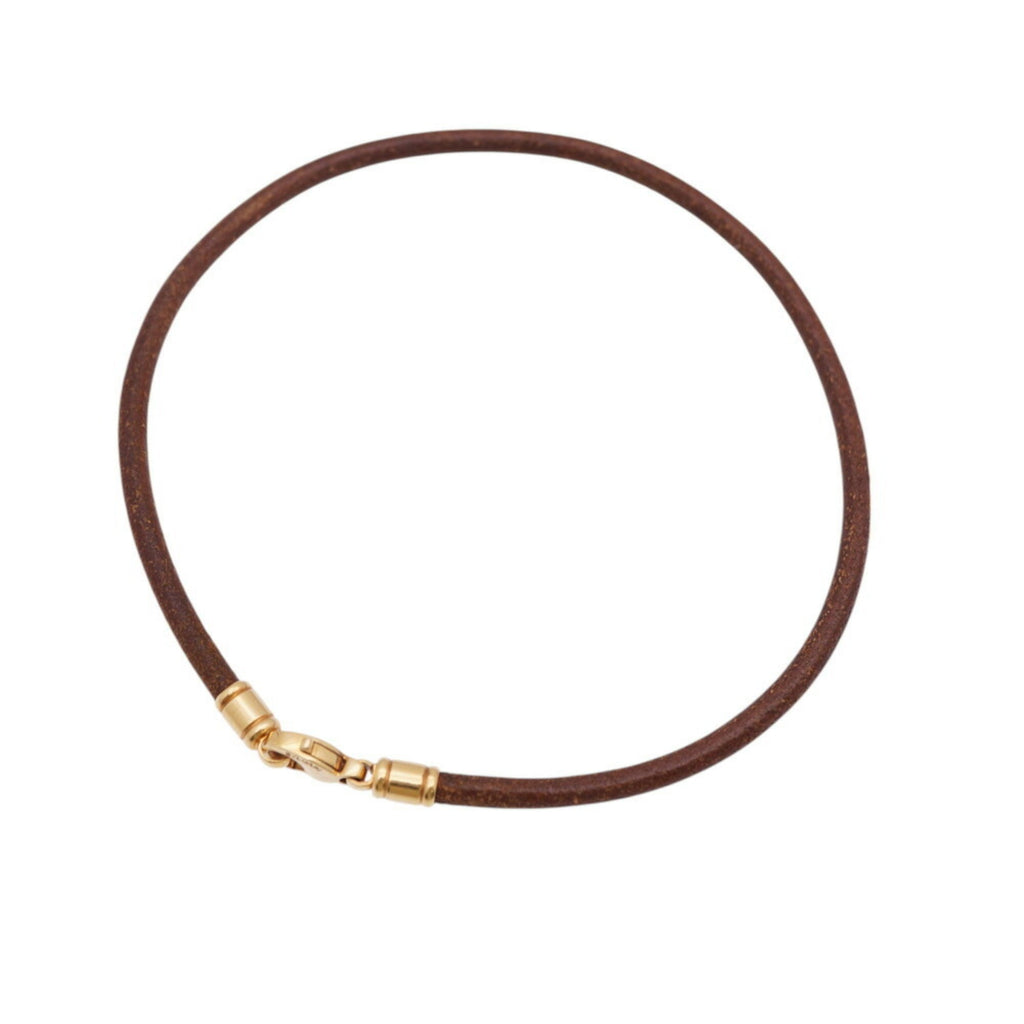 Necklace Leather and 18K Yellow Gold