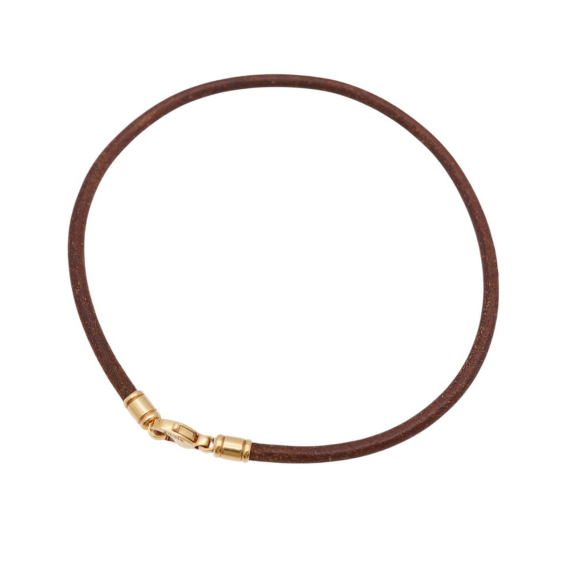 Necklace Leather and 18K Yellow Gold
