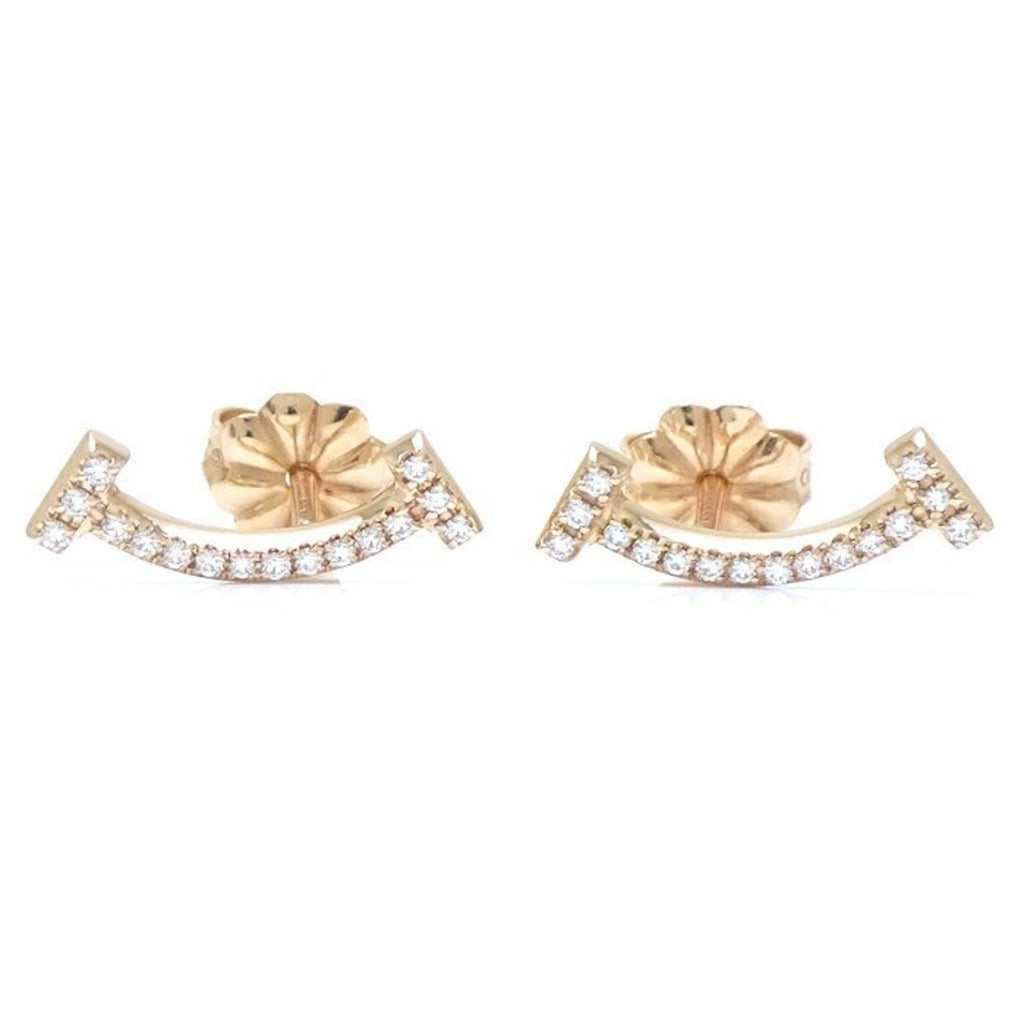 T Smile Pendant Necklace 18K Rose Gold with Diamonds Earrings 18K Rose Gold