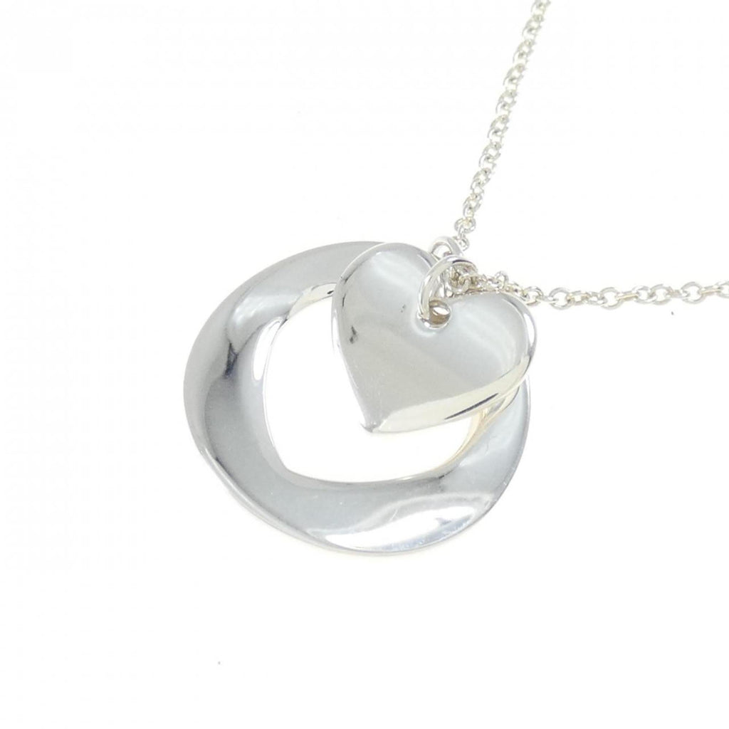 Double Stencil Heart Pendant Necklace Sterling Silver