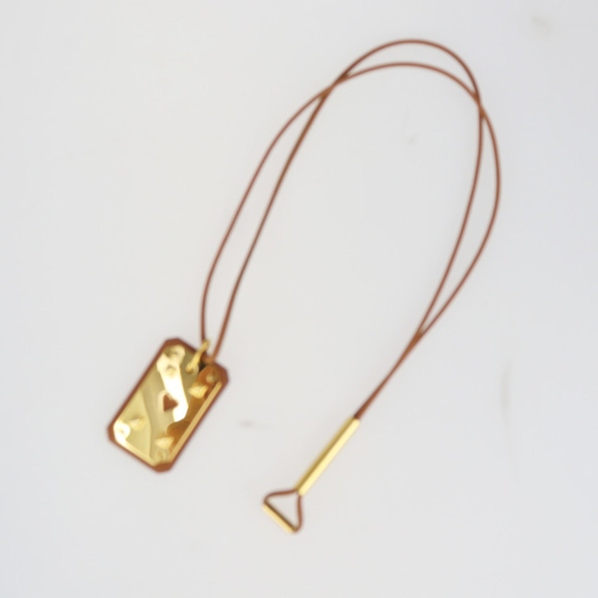 Pendant Necklace Swift Leather Brown and Gold