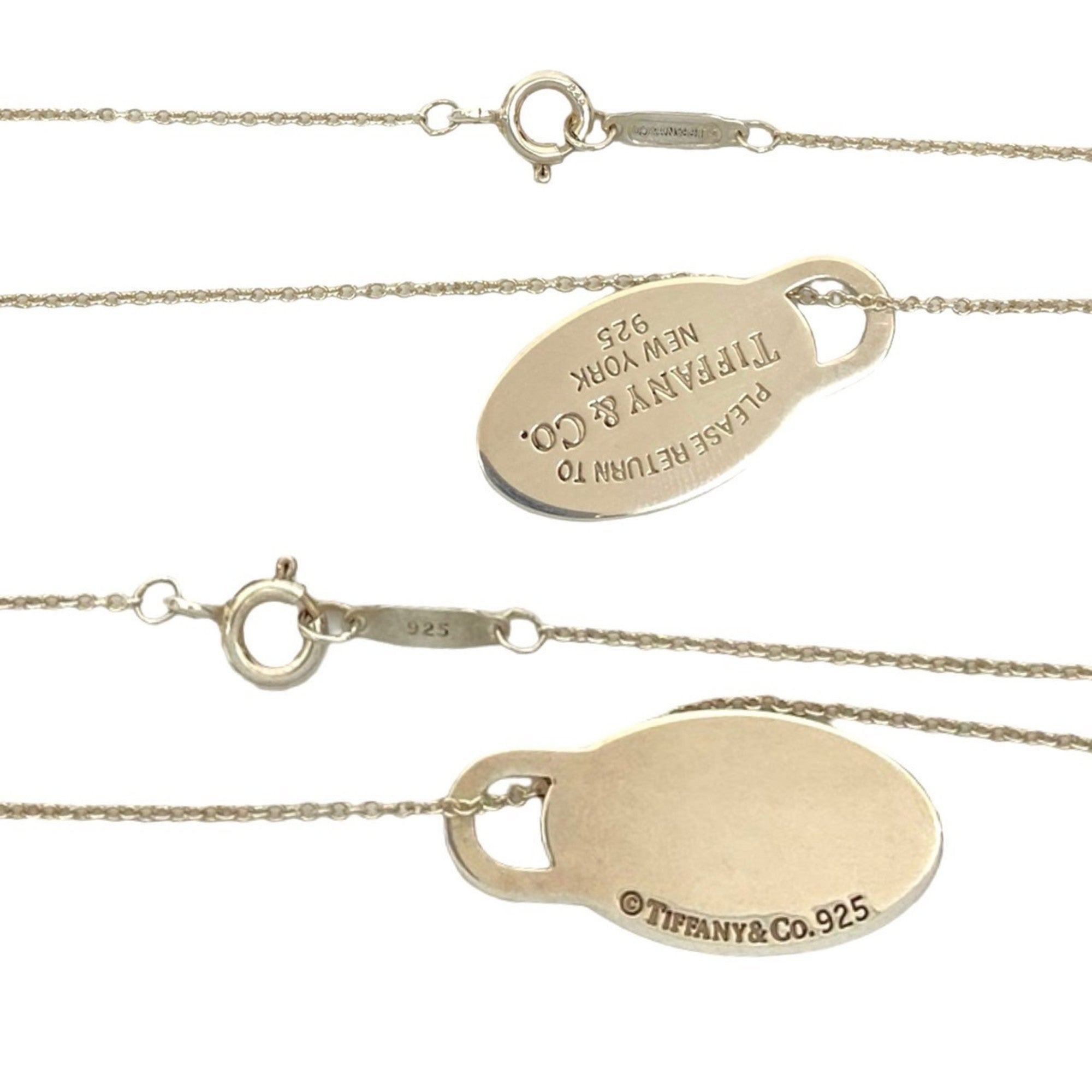 Oval Tag Pendant Necklace Sterling Silver