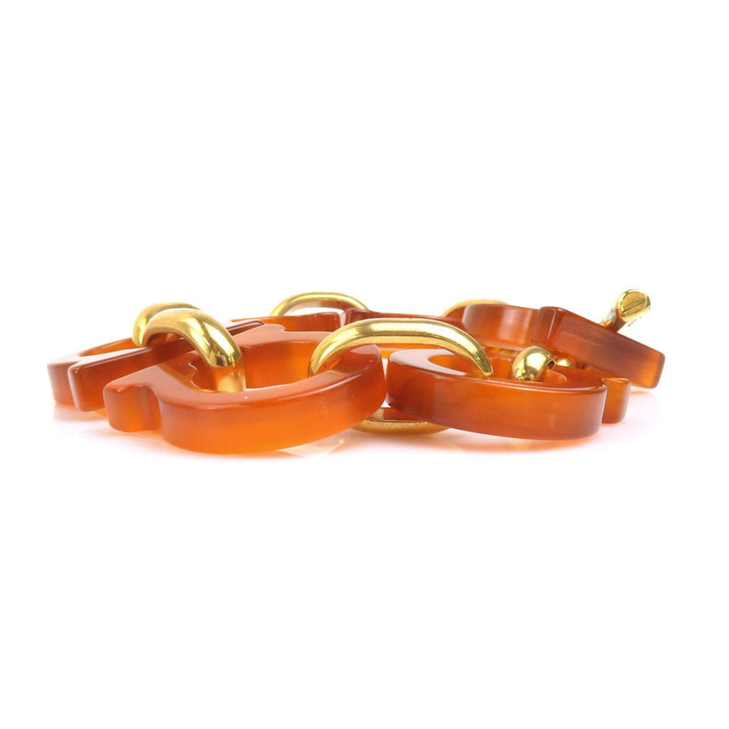 Gancini Bracelet Metal and Plastic Brown and Gold