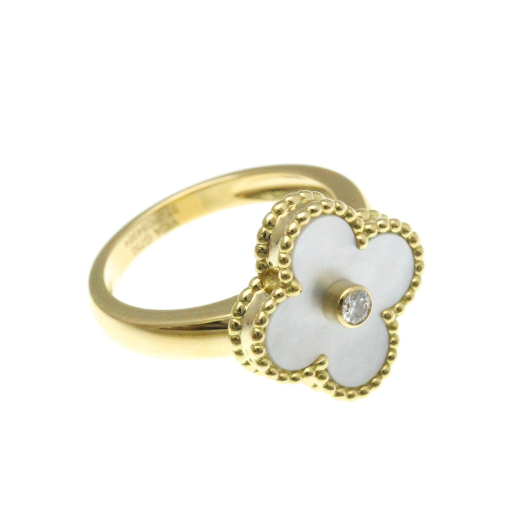 Vintage Alhambra Ring 18K Yellow Gold and Mother of Pearl