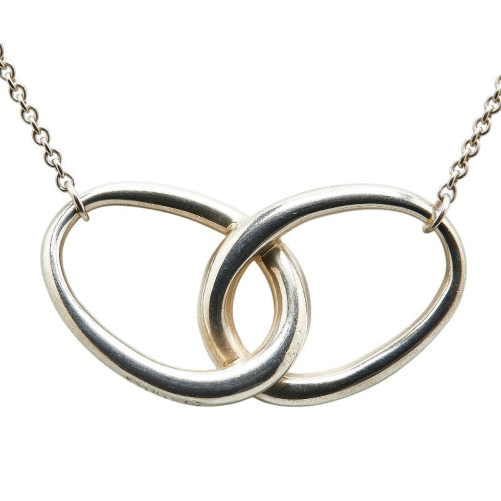 Double Loop Pendant Necklace Sterling Silver
