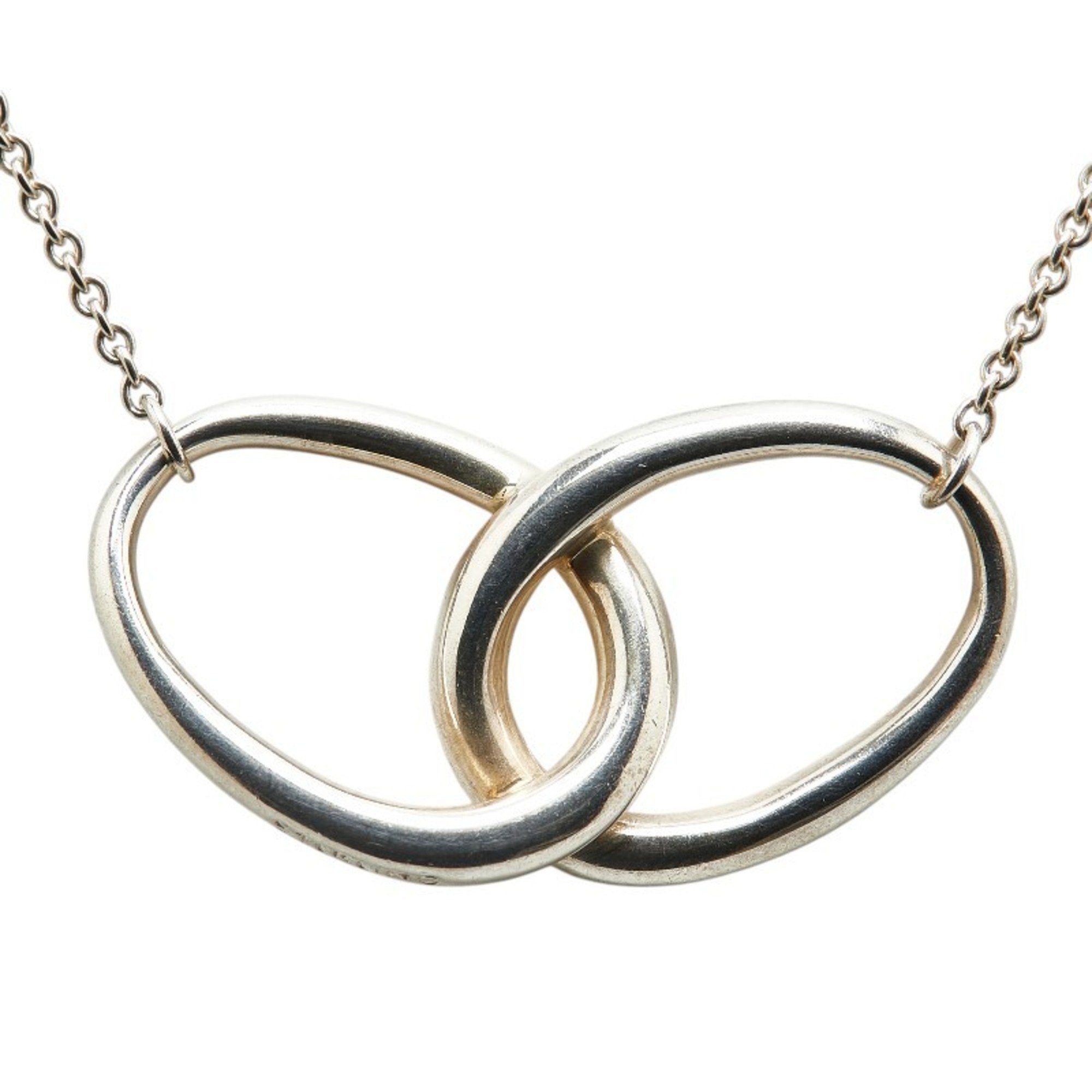 Double Loop Pendant Necklace Sterling Silver