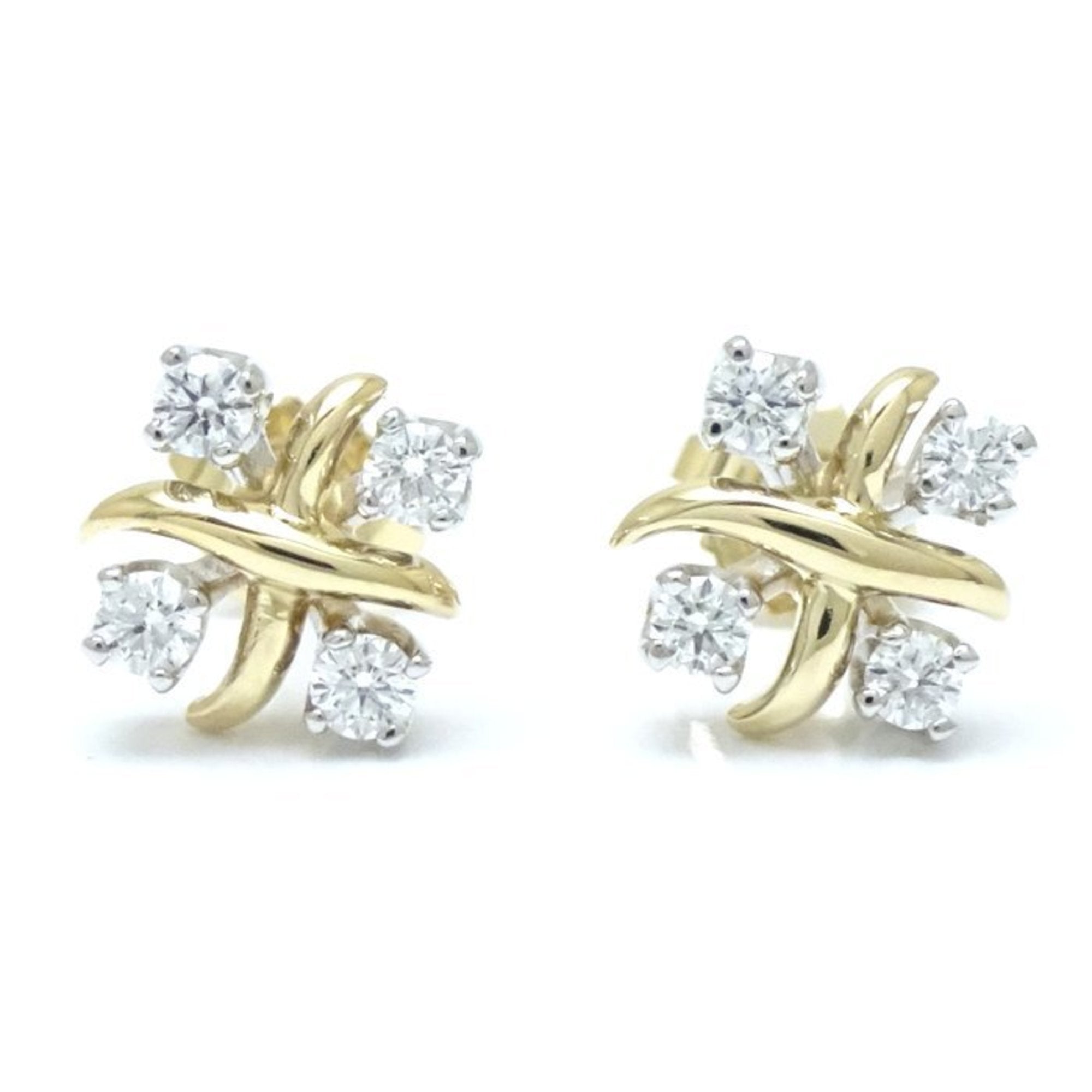 Earrings 18K Yellow Gold and Platinum
