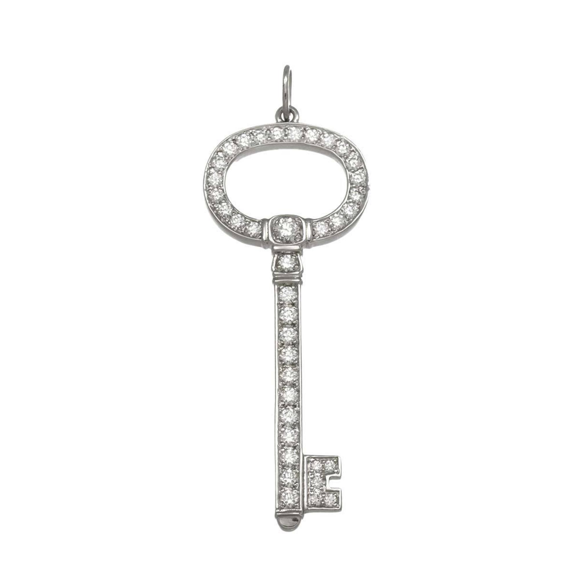 Oval Key Pendant Necklace Platinum with Diamond