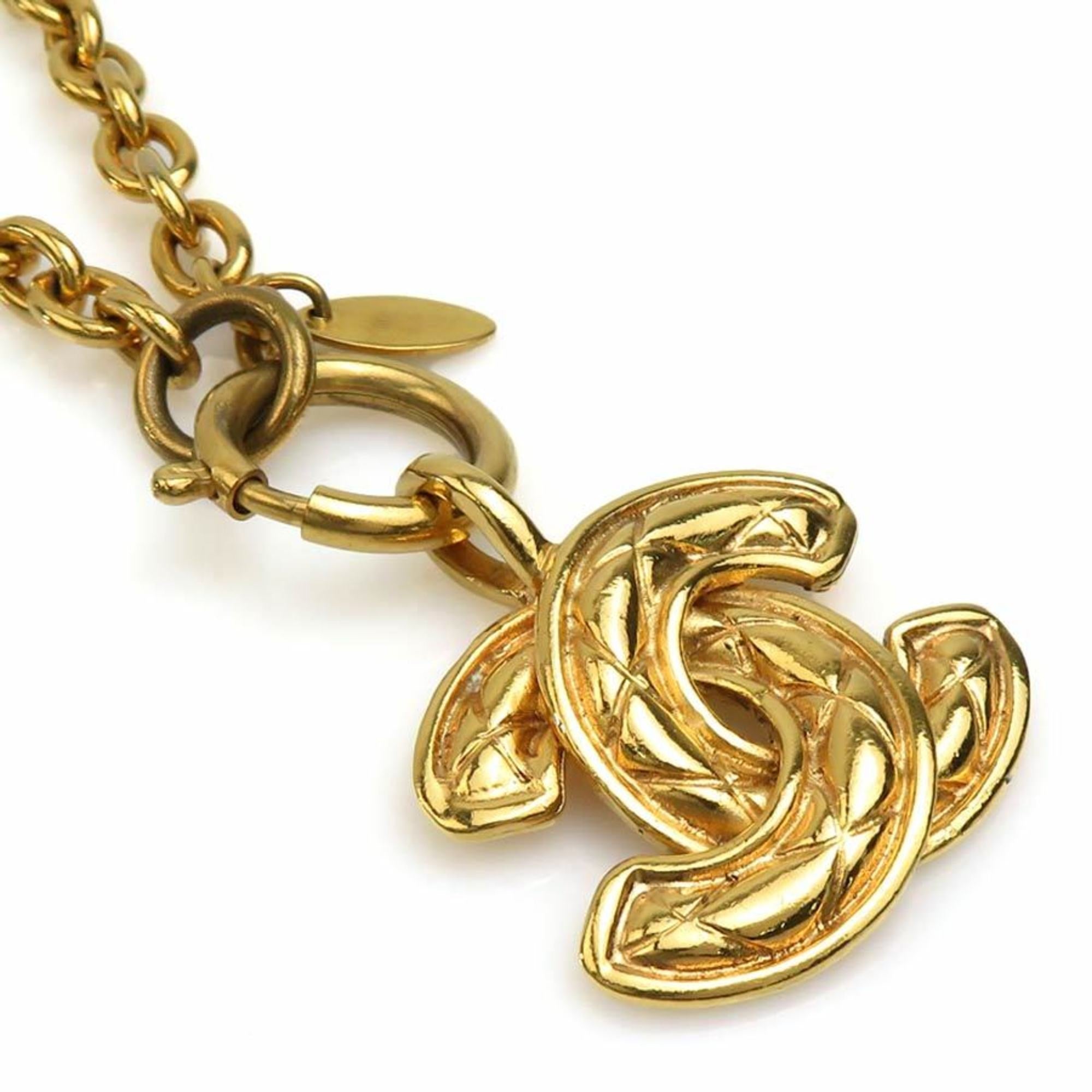CC Logo Pendant Necklace Gold-Tone Metal