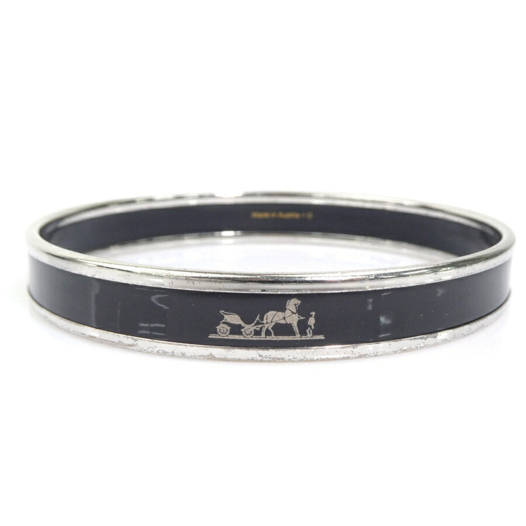 Enamel and Metal Bracelet Black and Silver