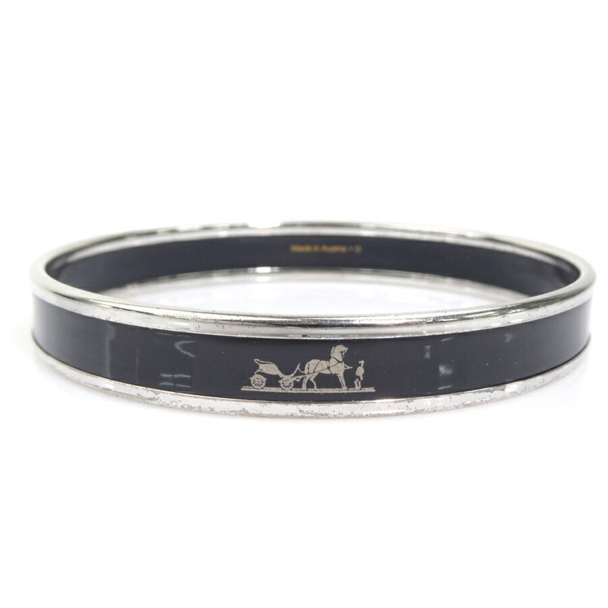 Enamel and Metal Bracelet Black and Silver