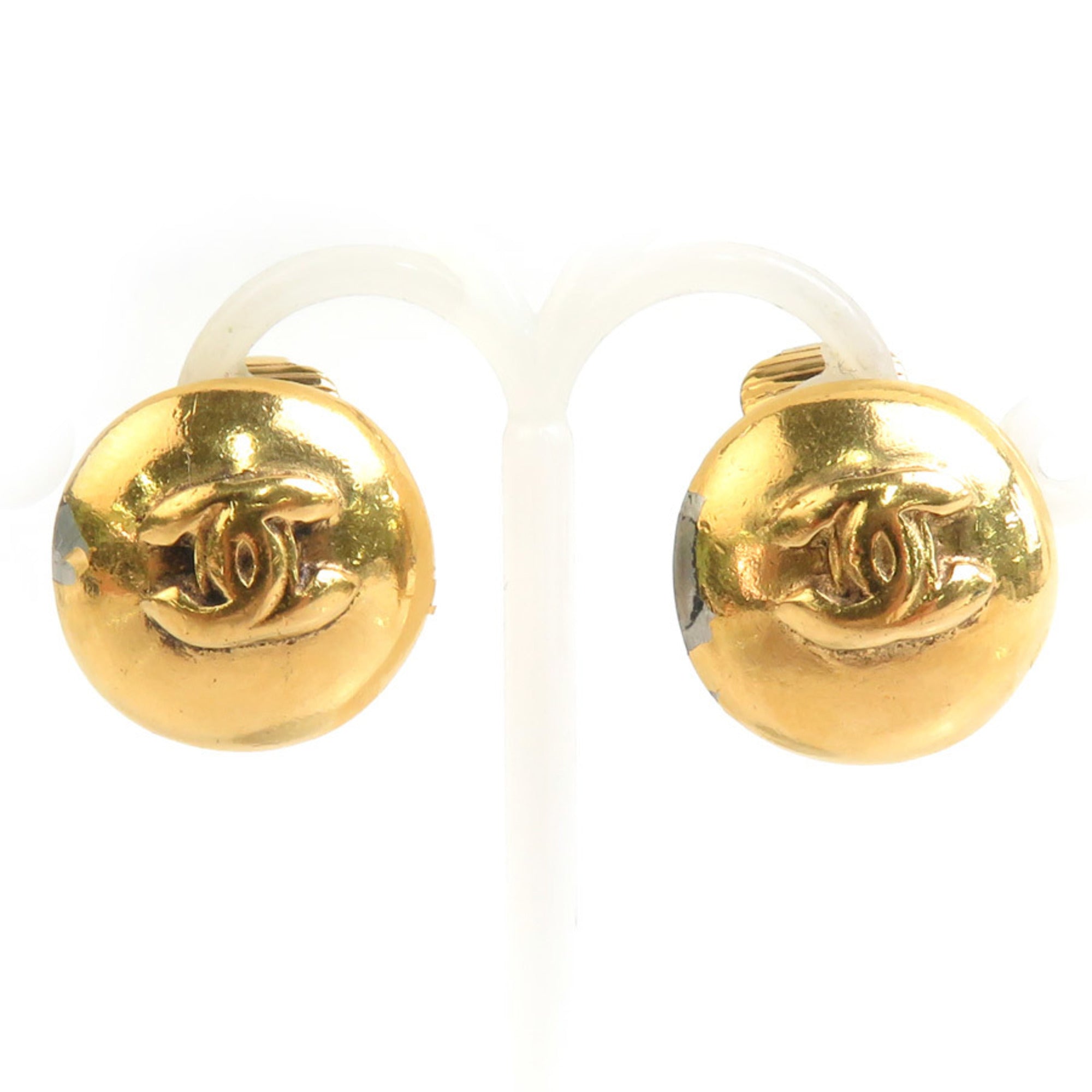 CC Logo Clip-On Earrings Gold-Tone Metal Gold-Tone Metal