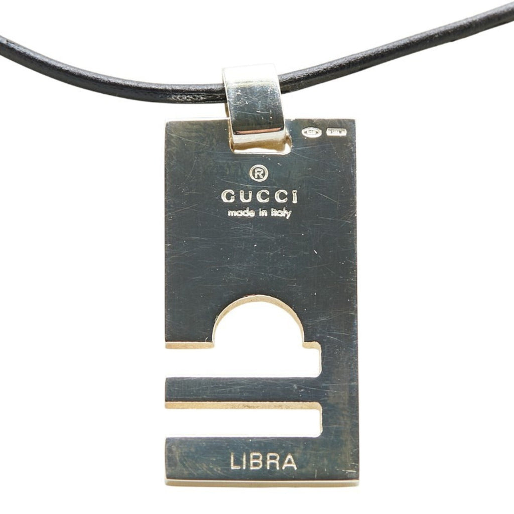 Libra Pendant Necklace Leather and Sterling Silver