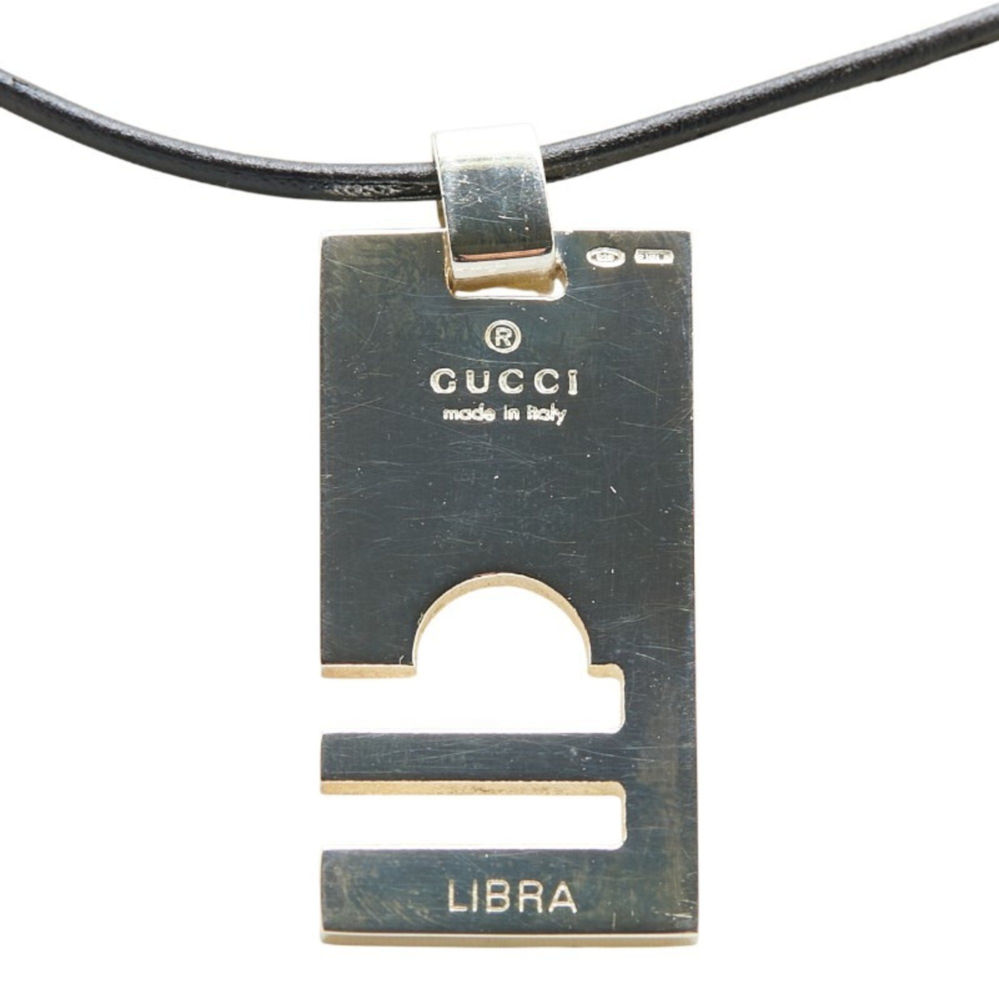 Libra Pendant Necklace Leather and Sterling Silver