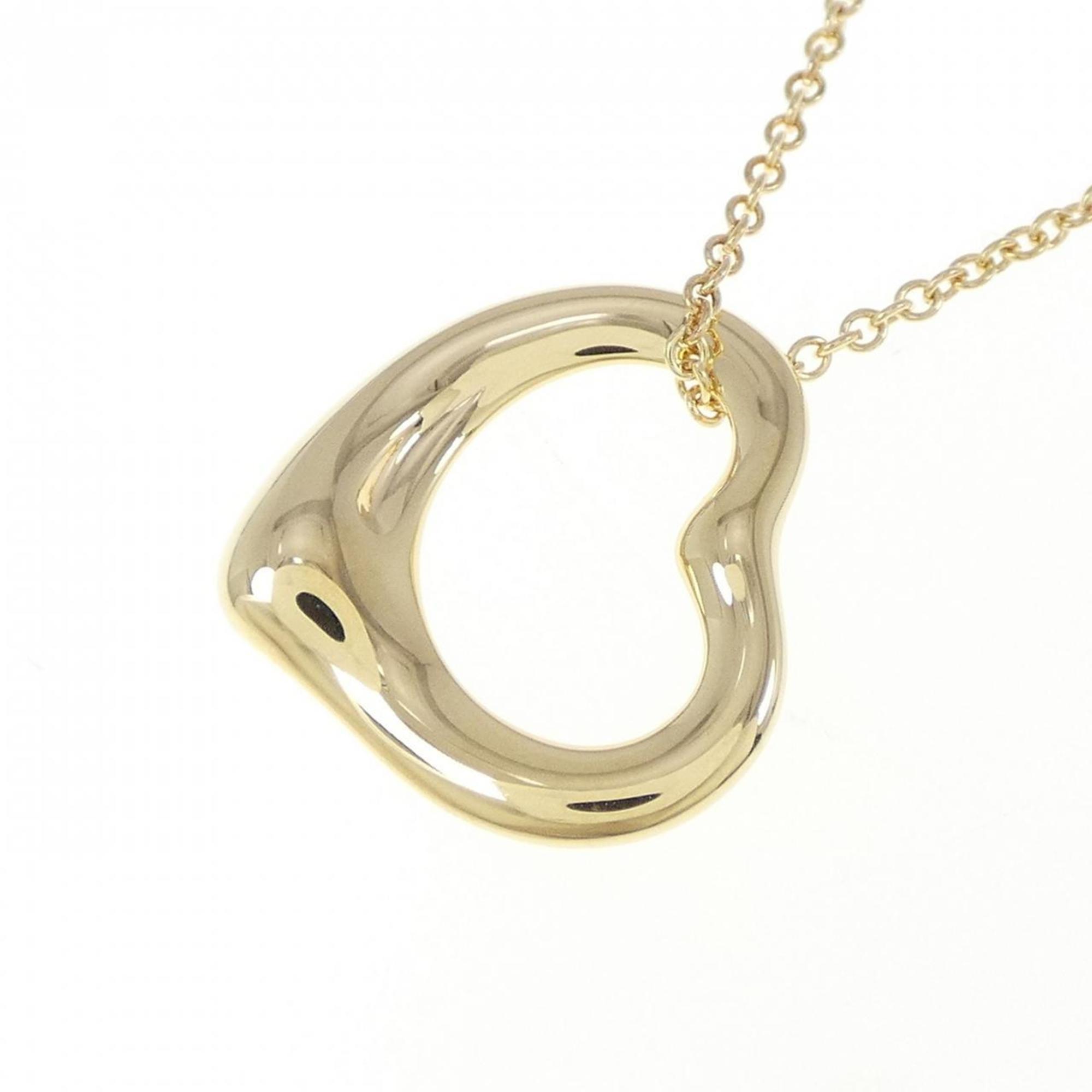 Open Heart Pendant Necklace 18K Yellow Gold 15.1mm
