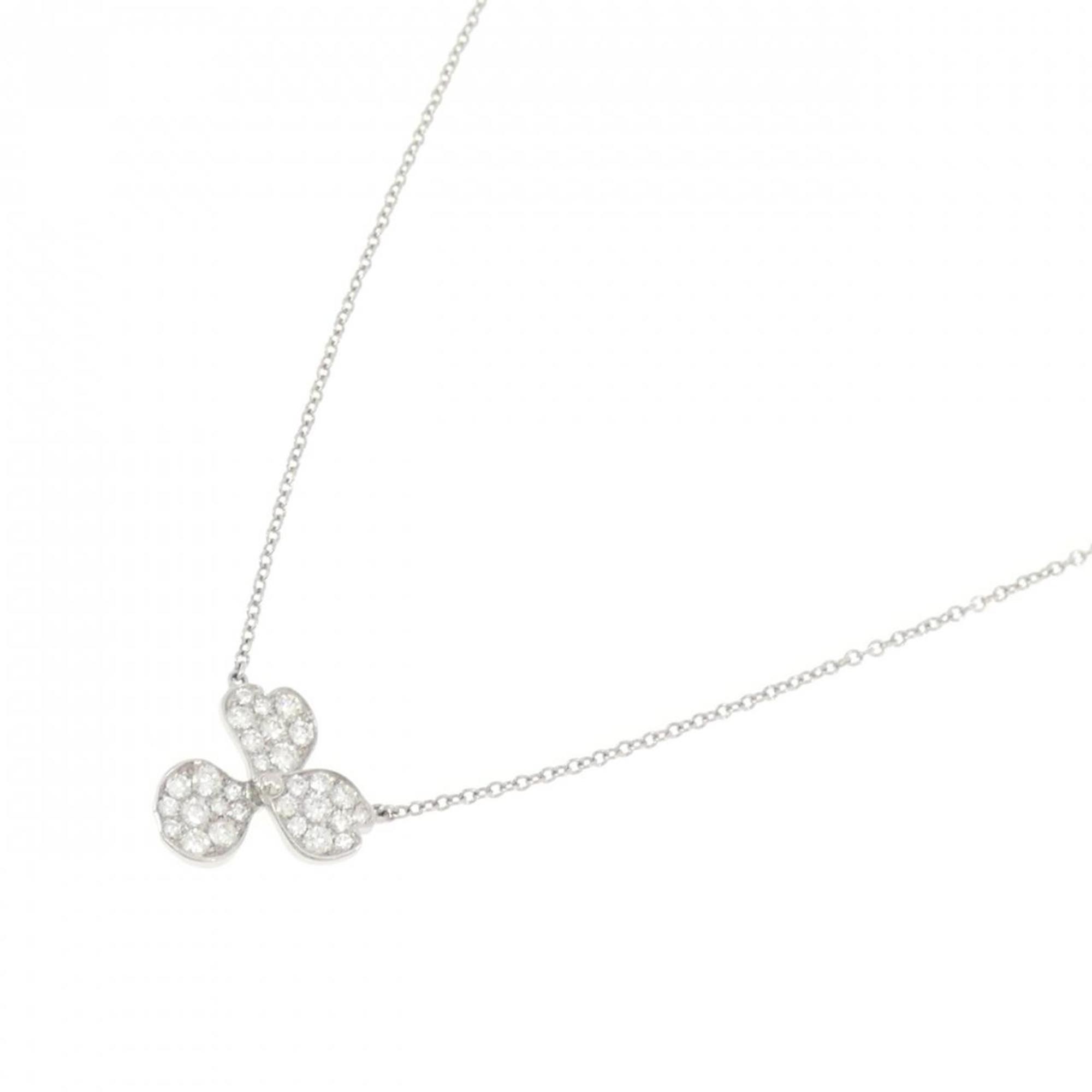 Paper Flower Pendant Necklace Platinum with Diamond
