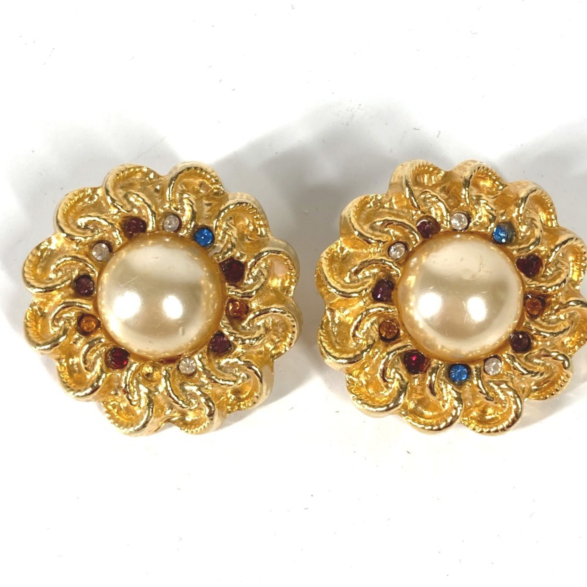 Vintage Earrings Pearl Silver-Tone Metal