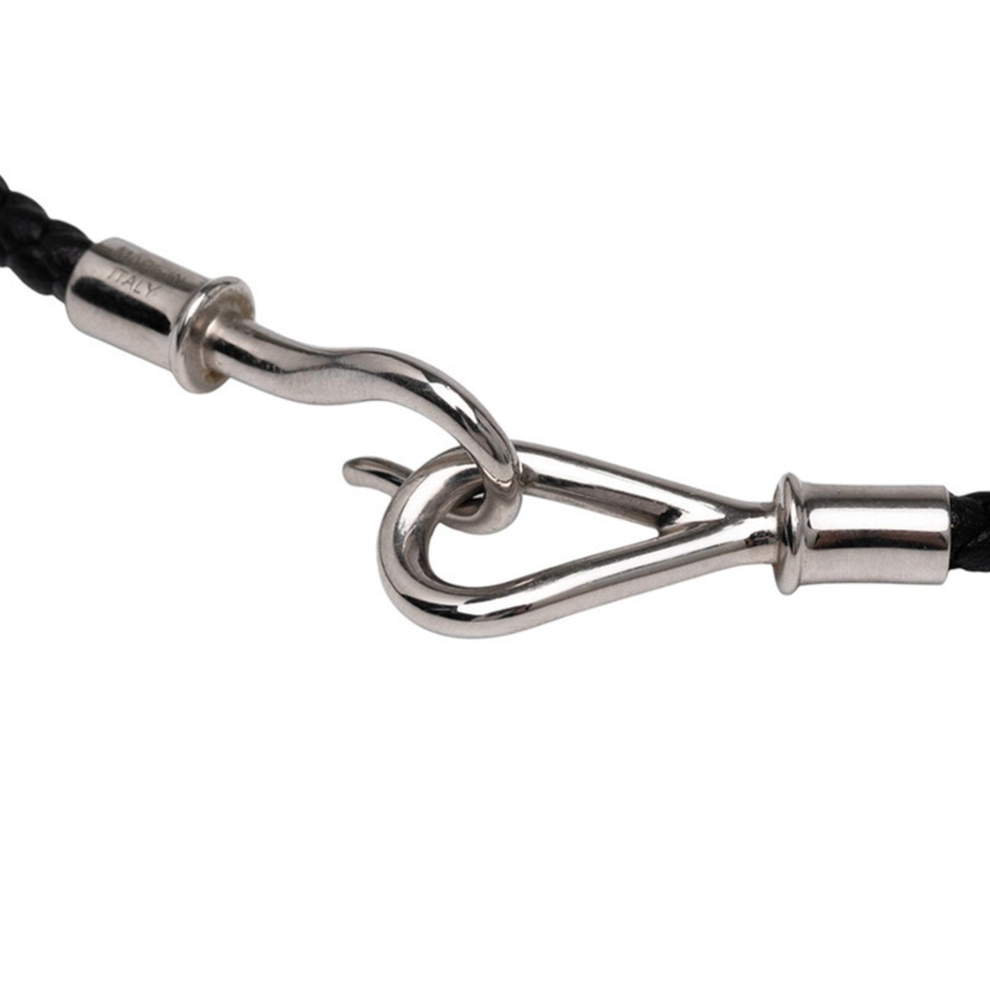 Jumbo Charm Bracelet Leather and Metal Black