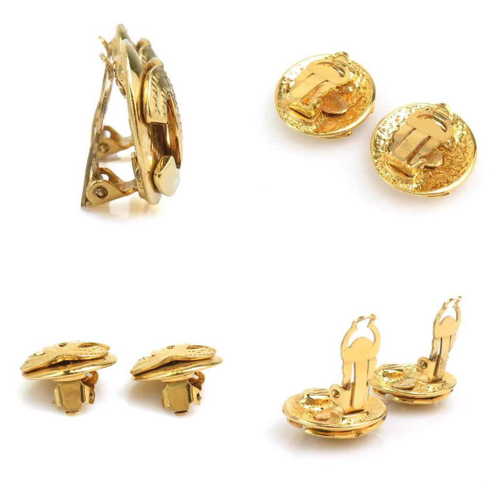 CC Logo Clip-On Earrings Gold-Tone Metal Gold-Tone Metal