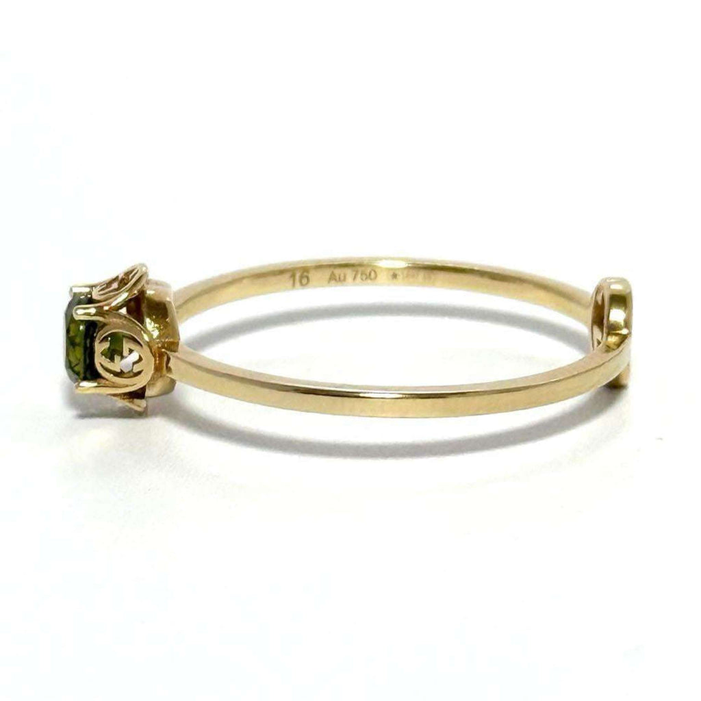 Interlocking G Ring 18K Yellow Gold with Tourmaline