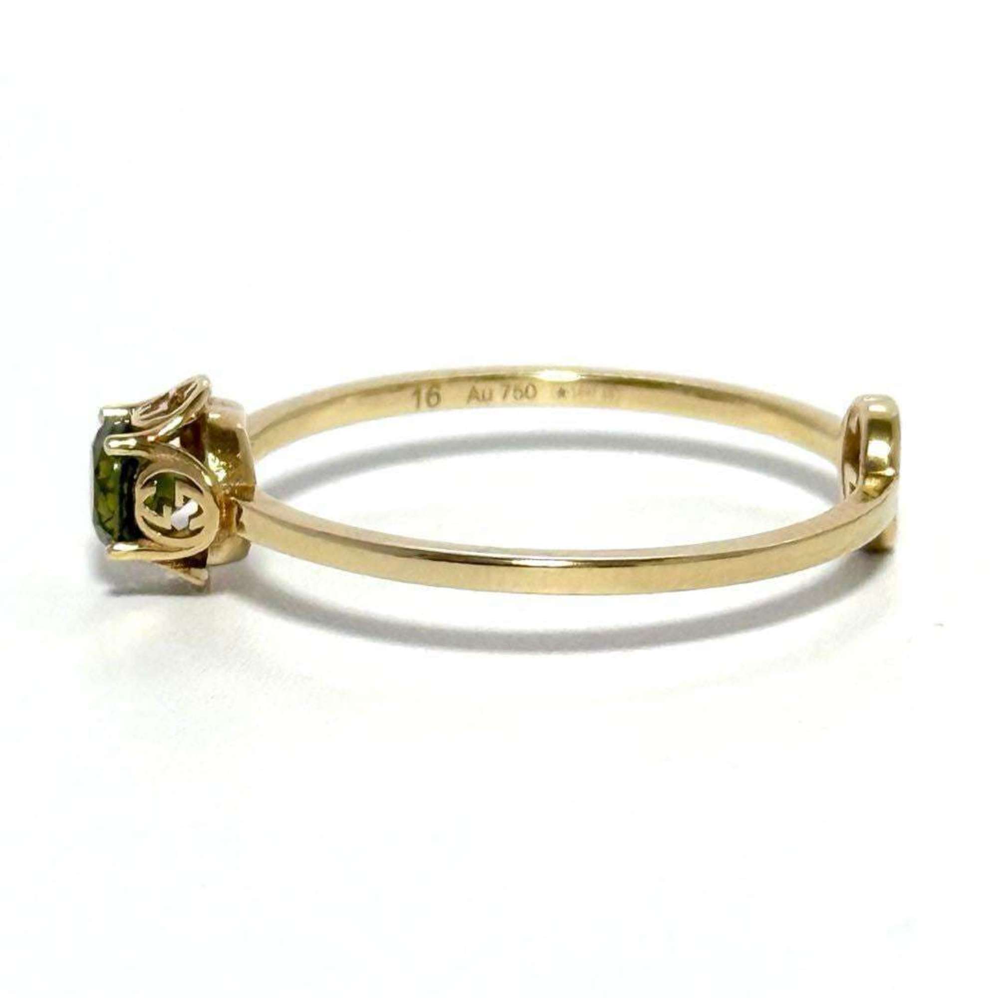Interlocking G Ring 18K Yellow Gold with Tourmaline