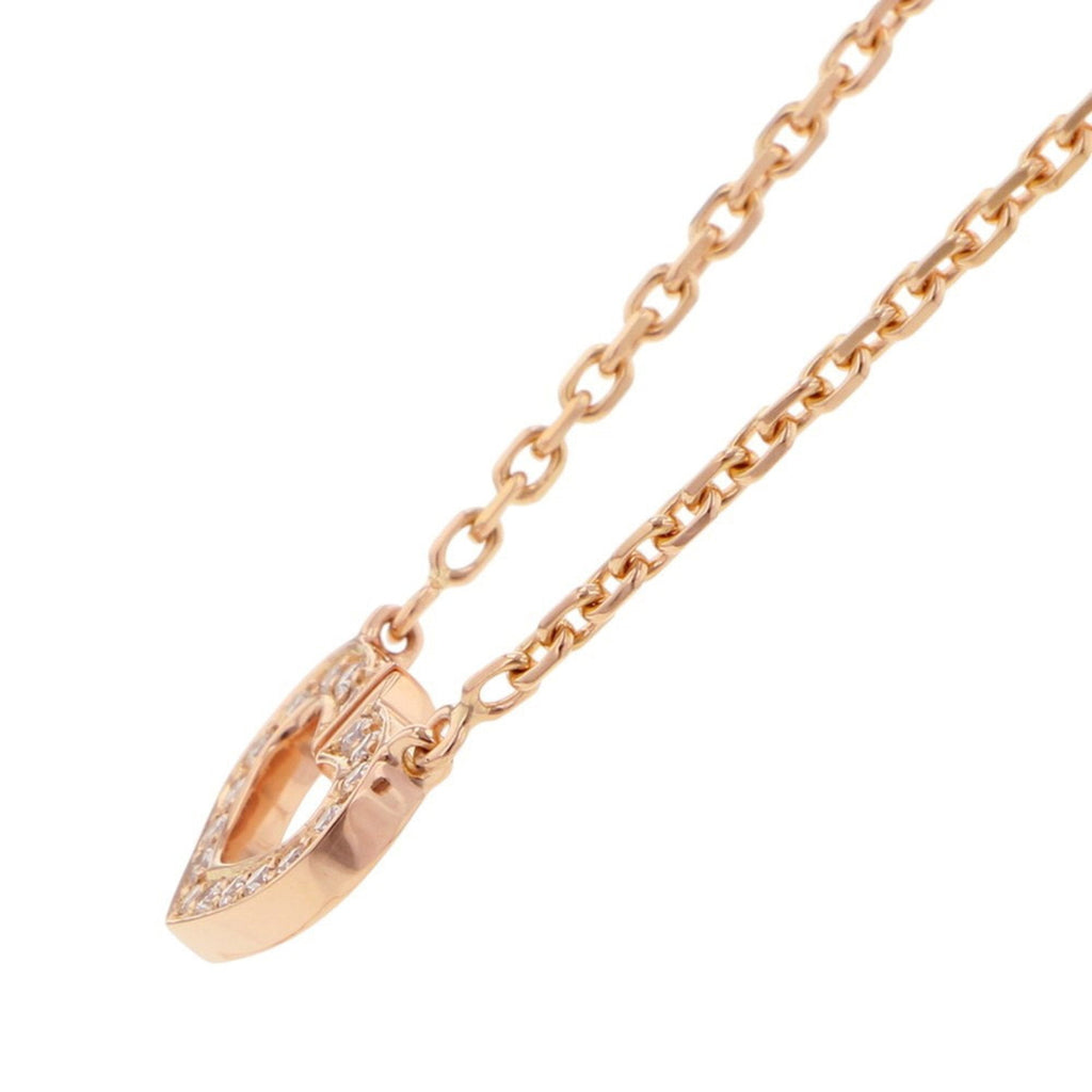 C Heart Pendant Necklace 18K Rose Gold with Diamonds