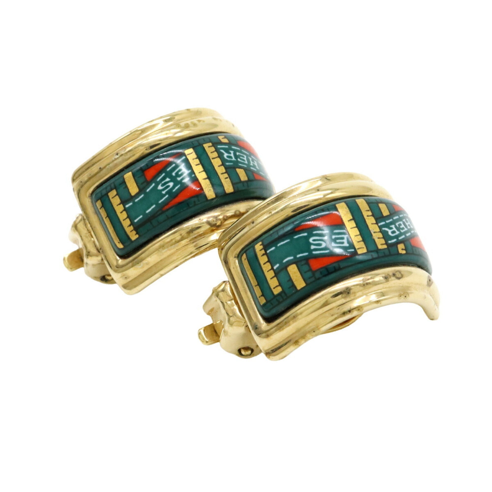 Clip-On Earrings Cloisonné and Enamel and Gold