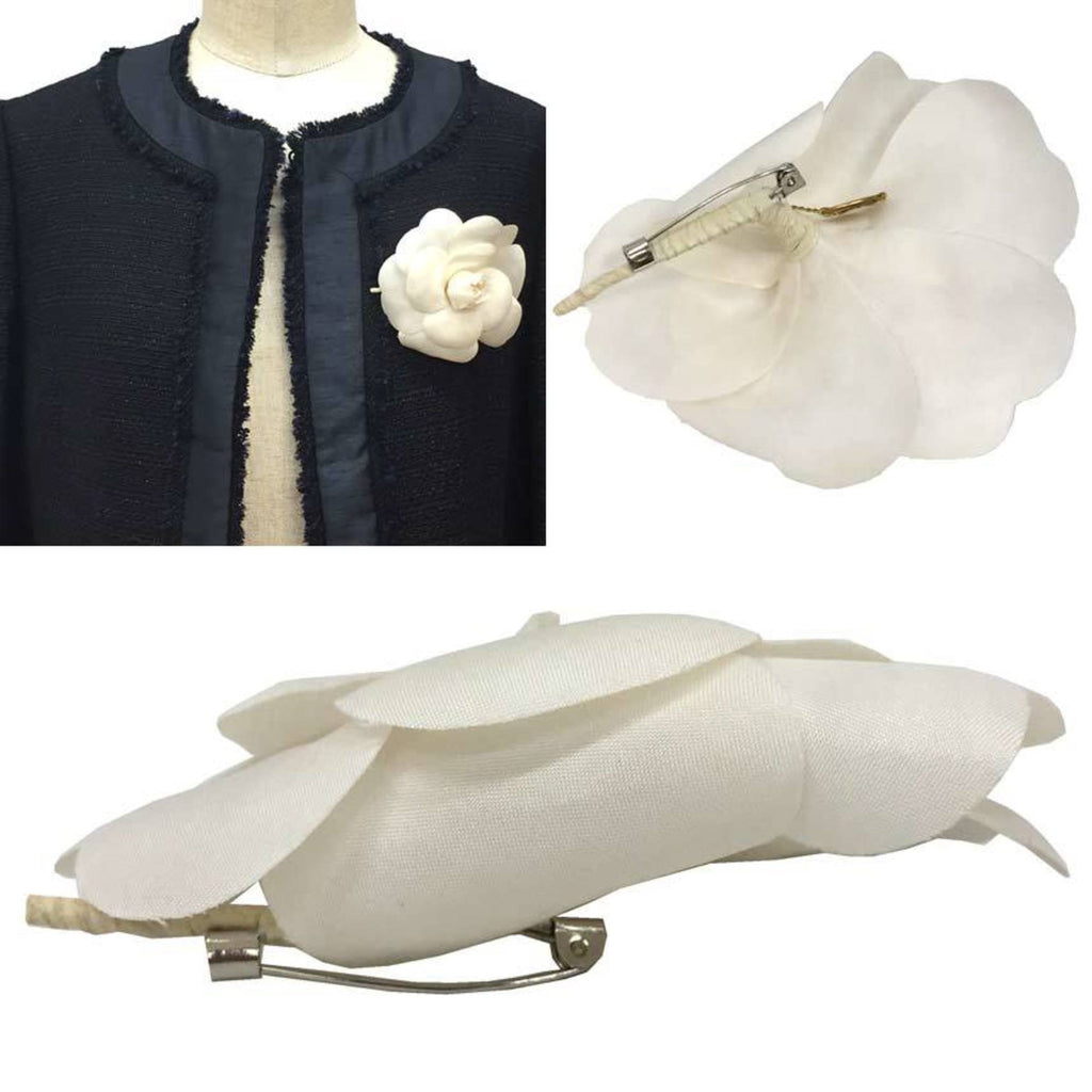 Camellia Corsage Brooch Metal White