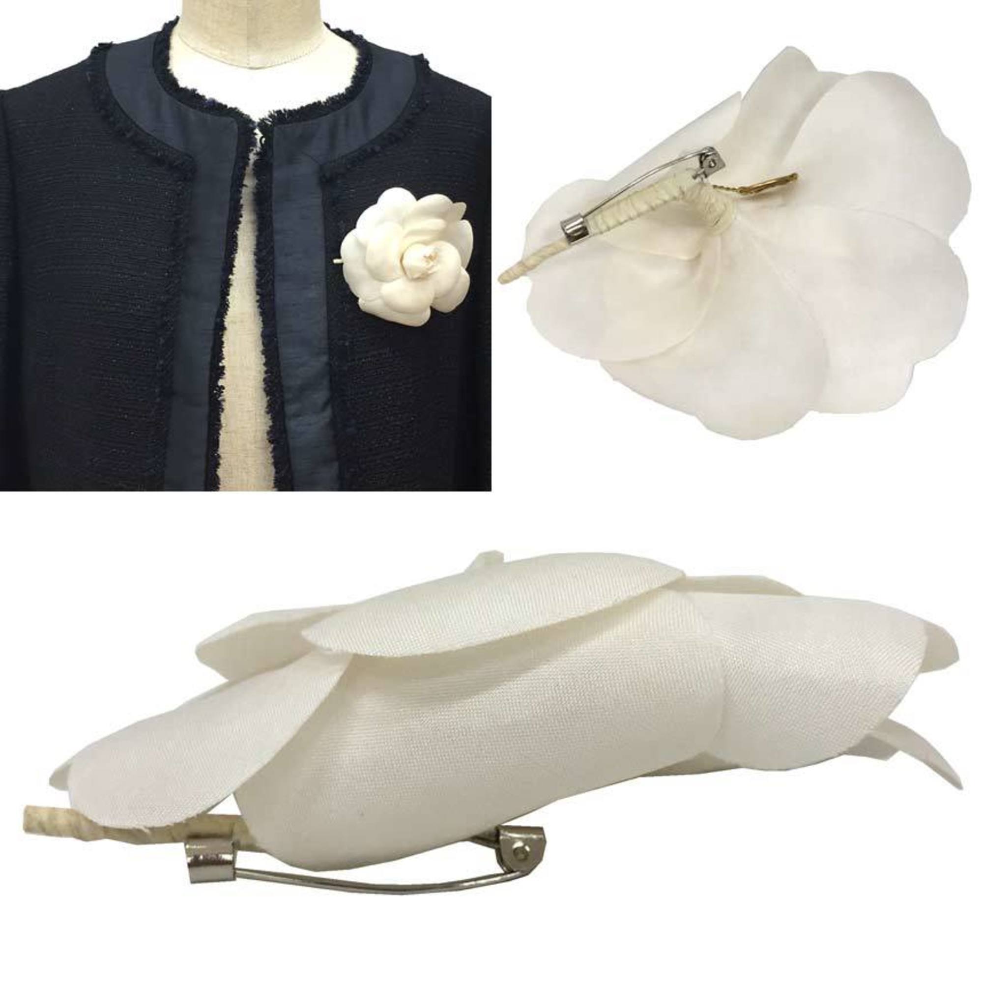 Camellia Corsage Brooch Metal White