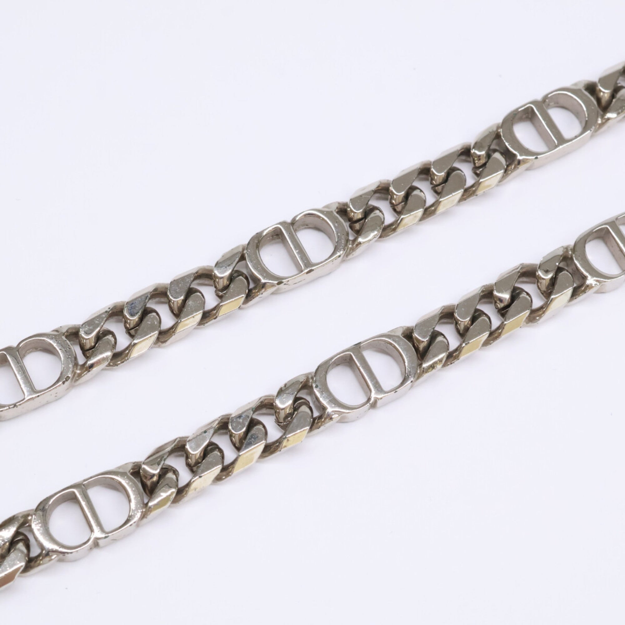 CD Icon Chain Link Pendant Necklace Brass Silver