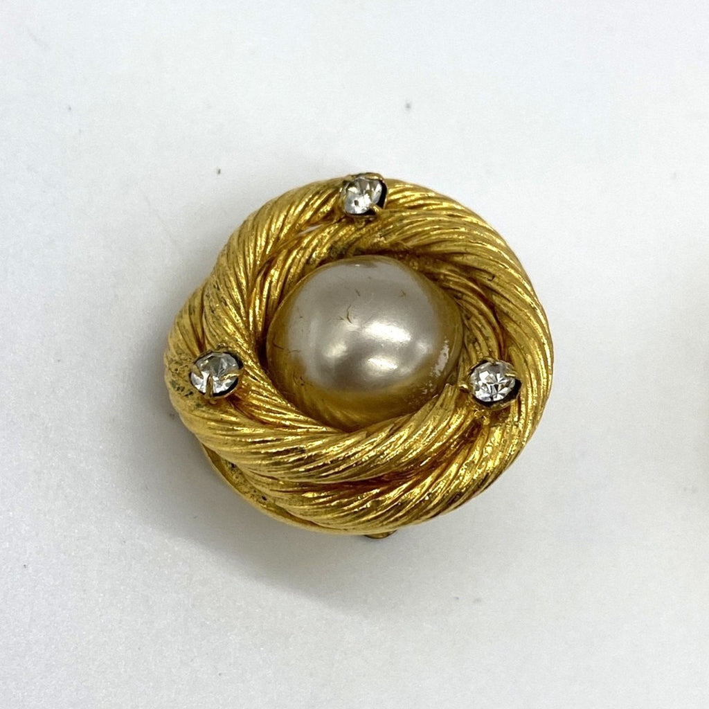 Earrings Pearl Gold-Tone Metal