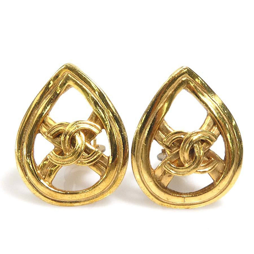 CC Logo Clip-On Earrings Gold-Tone Metal Gold-Tone Metal
