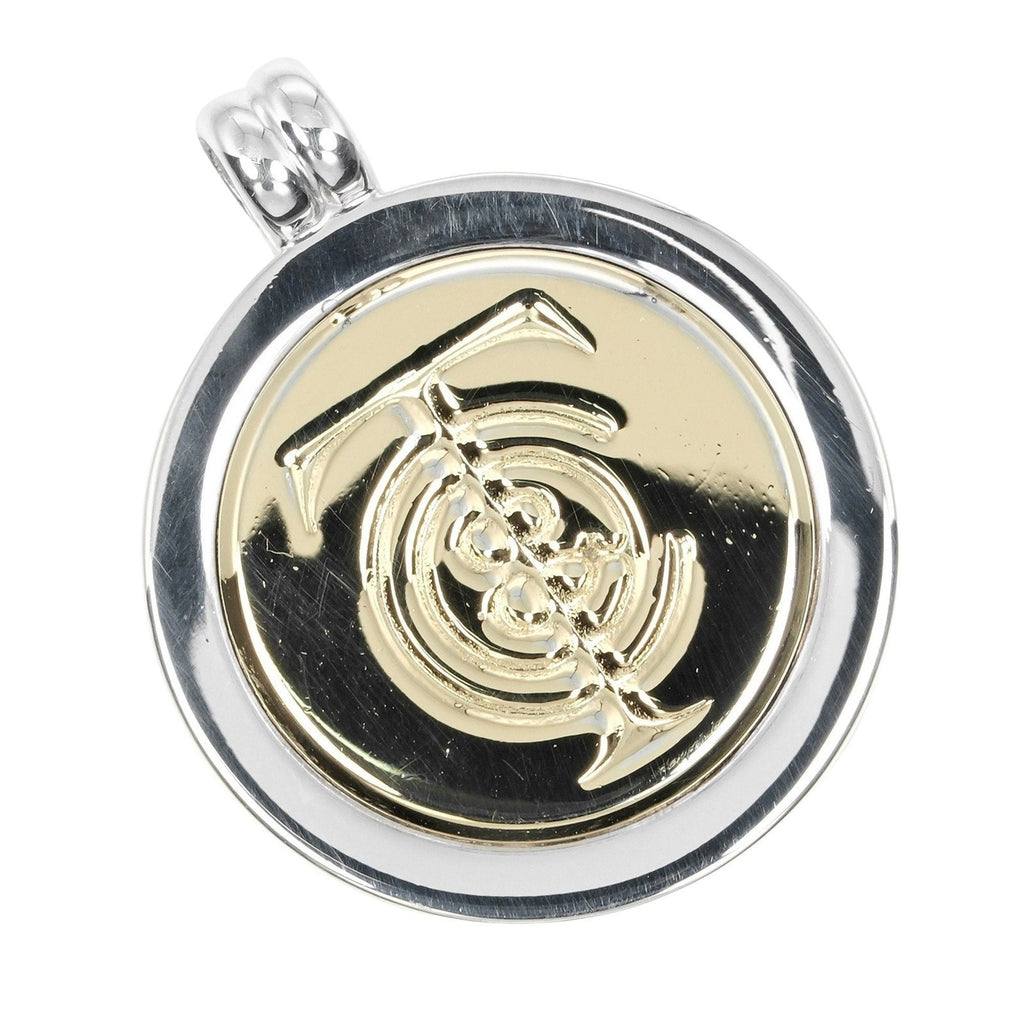 T&C Coin Pendant Necklace Sterling Silver and 18K Yellow Gold