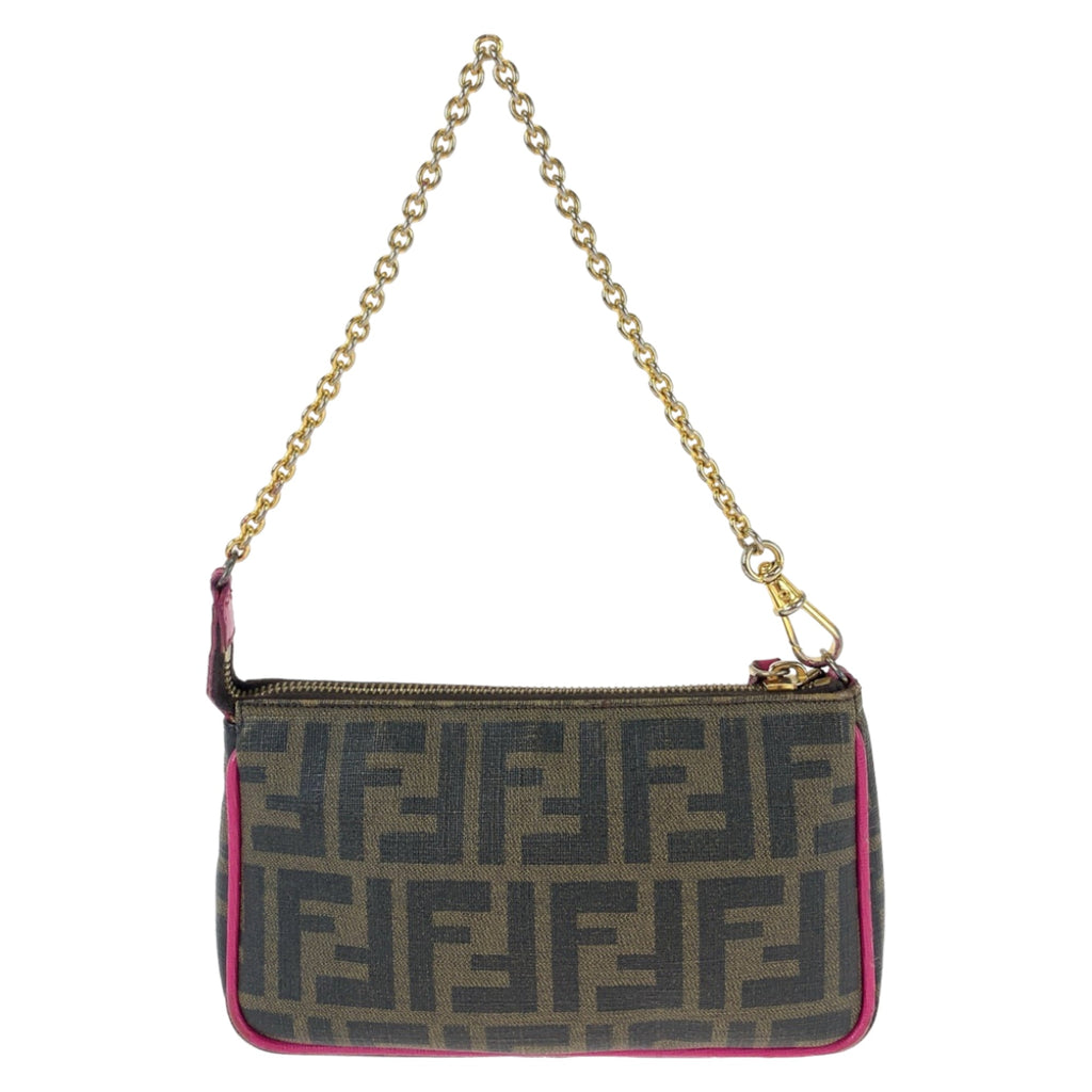 Chain Pochette Zucca Coated Canvas