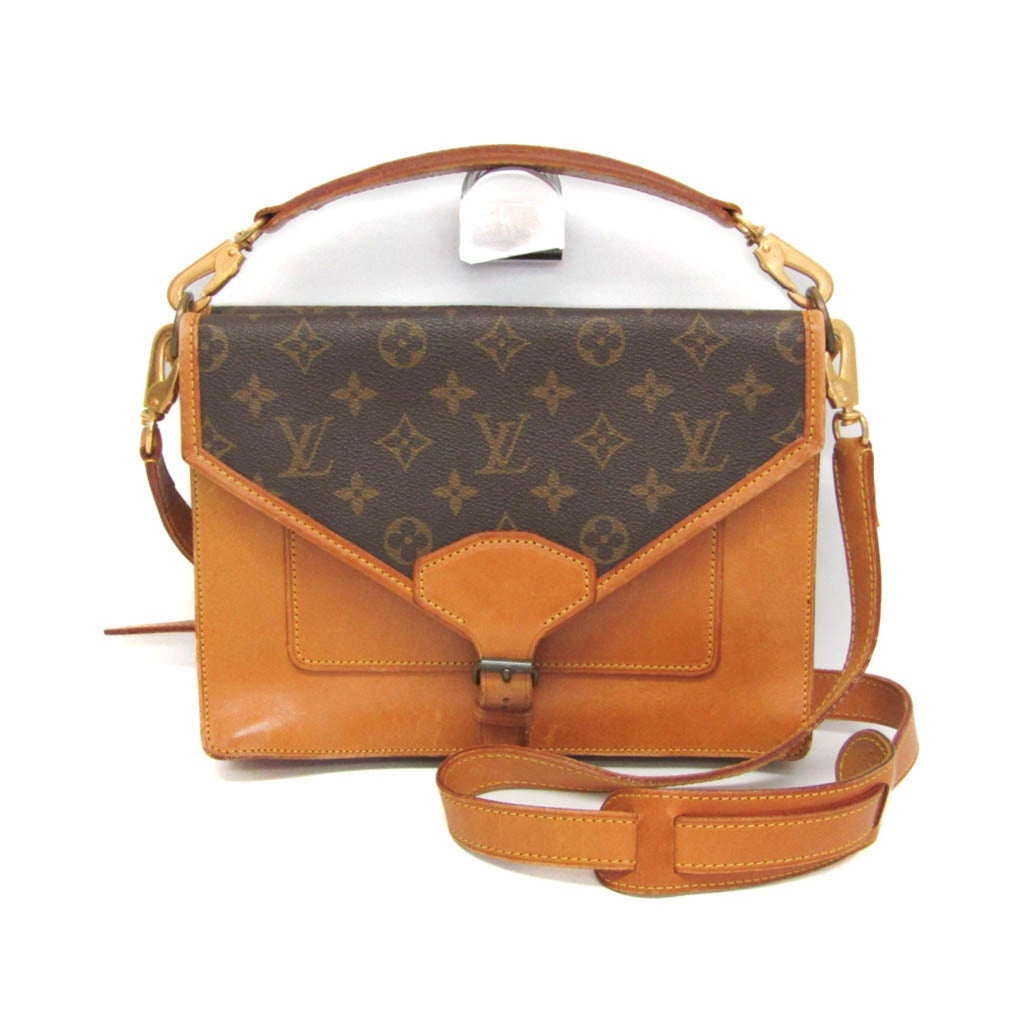 Vintage Biface Handbag Vachetta Leather with Monogram Canvas