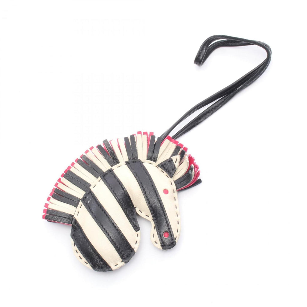 Charm Agneau Milo Leather Black and Ivory Handbag Charm
