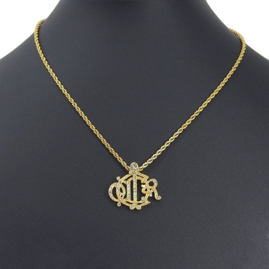 Pendant Necklace Gold and Rhinestone