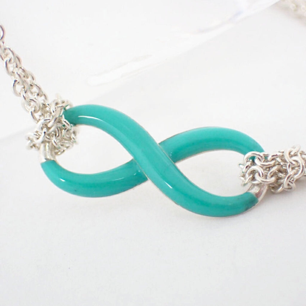 Infinity Blue Double Chain Bracelet Sterling Silver