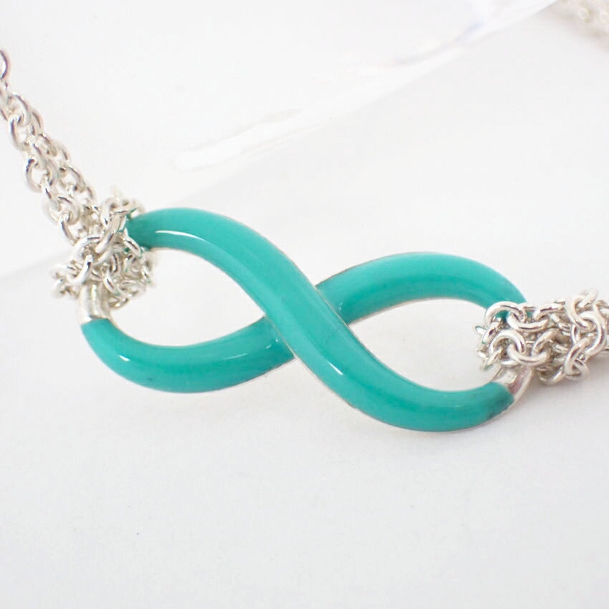 Infinity Blue Double Chain Bracelet Sterling Silver