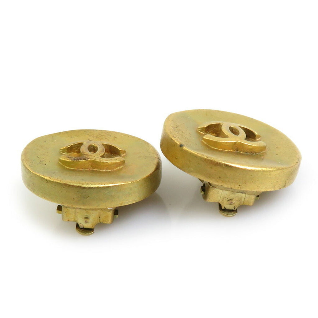 CC Logo Clip-On Earrings Gold-Tone Metal Gold-Tone Metal