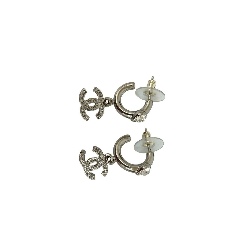 CC Logo Heart Earrings Silver-Tone Metal Silver-Tone Metal
