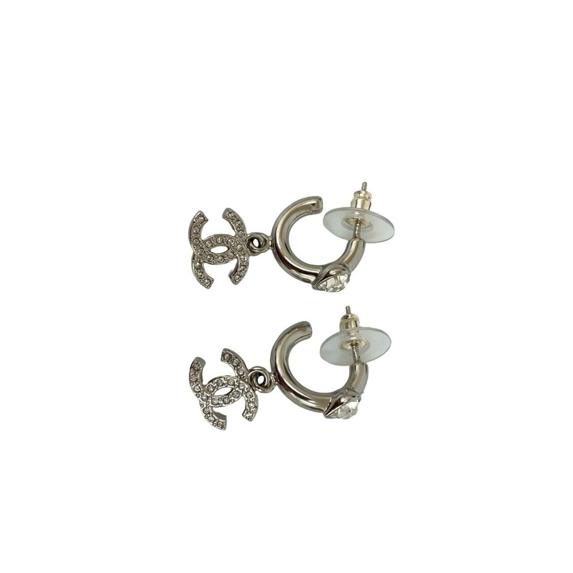CC Logo Heart Earrings Silver-Tone Metal Silver-Tone Metal