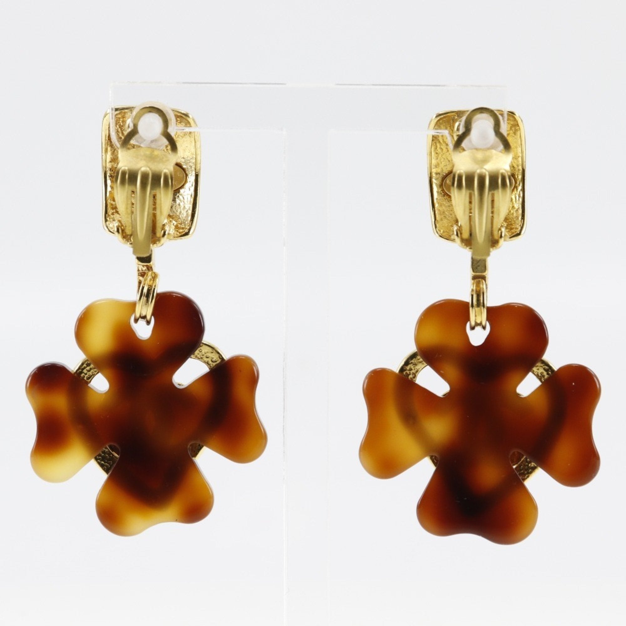 CC Logo Heart Clover Earrings Metal
