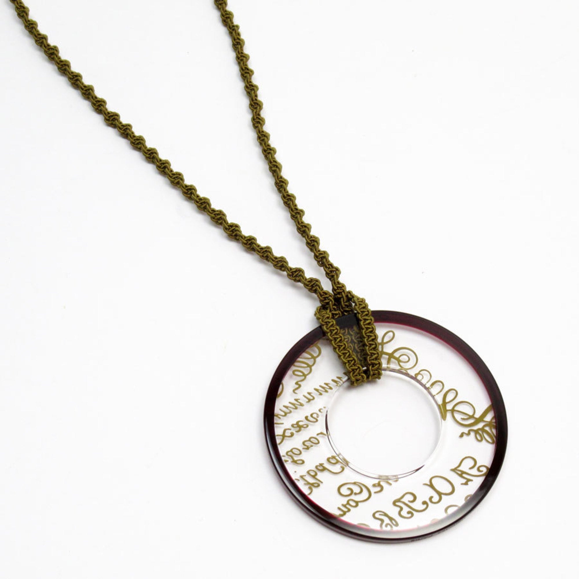Pendant Necklace with Crystal Bordeaux Clear Khaki