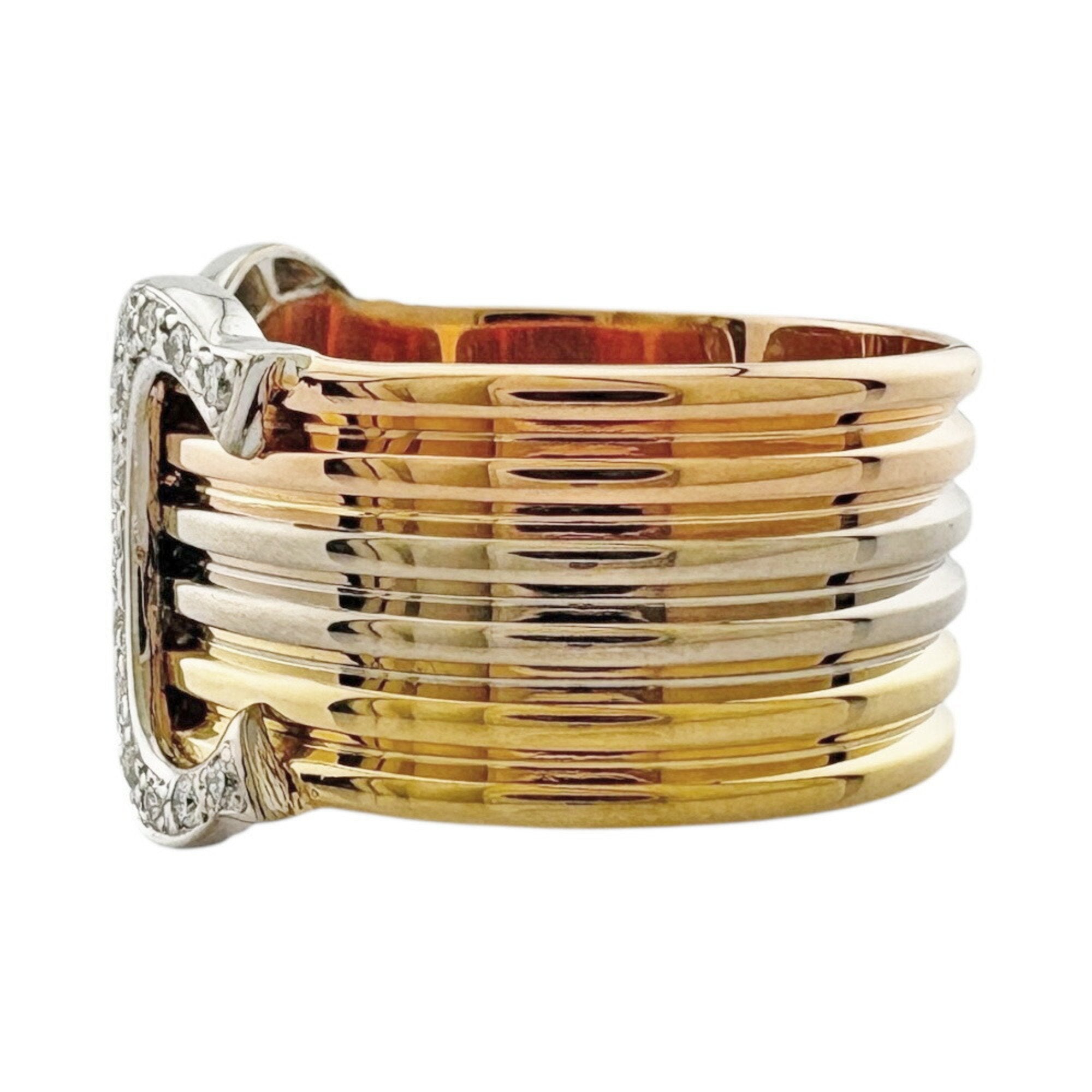 Ring 18K Yellow Gold and White Gold and Rose Gold with Diamond