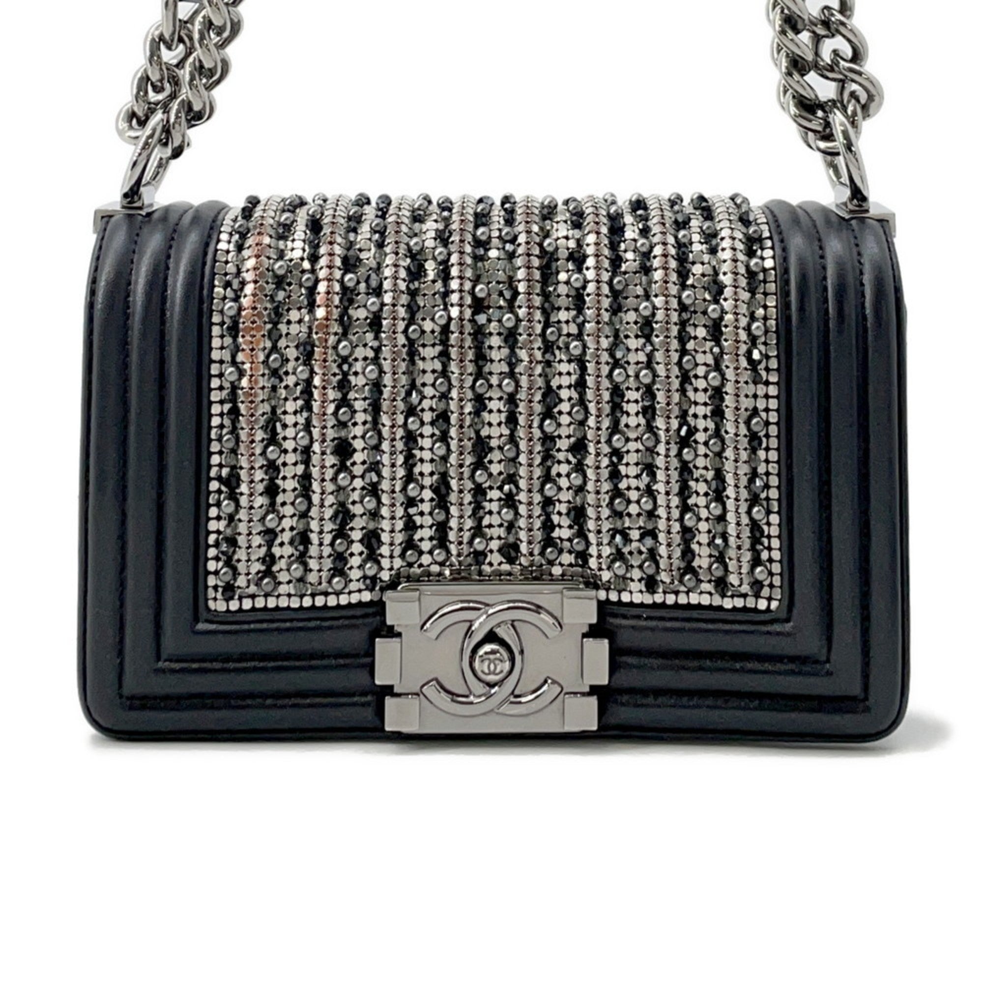 Boy Flap Bag Strass Embellished Leather Small