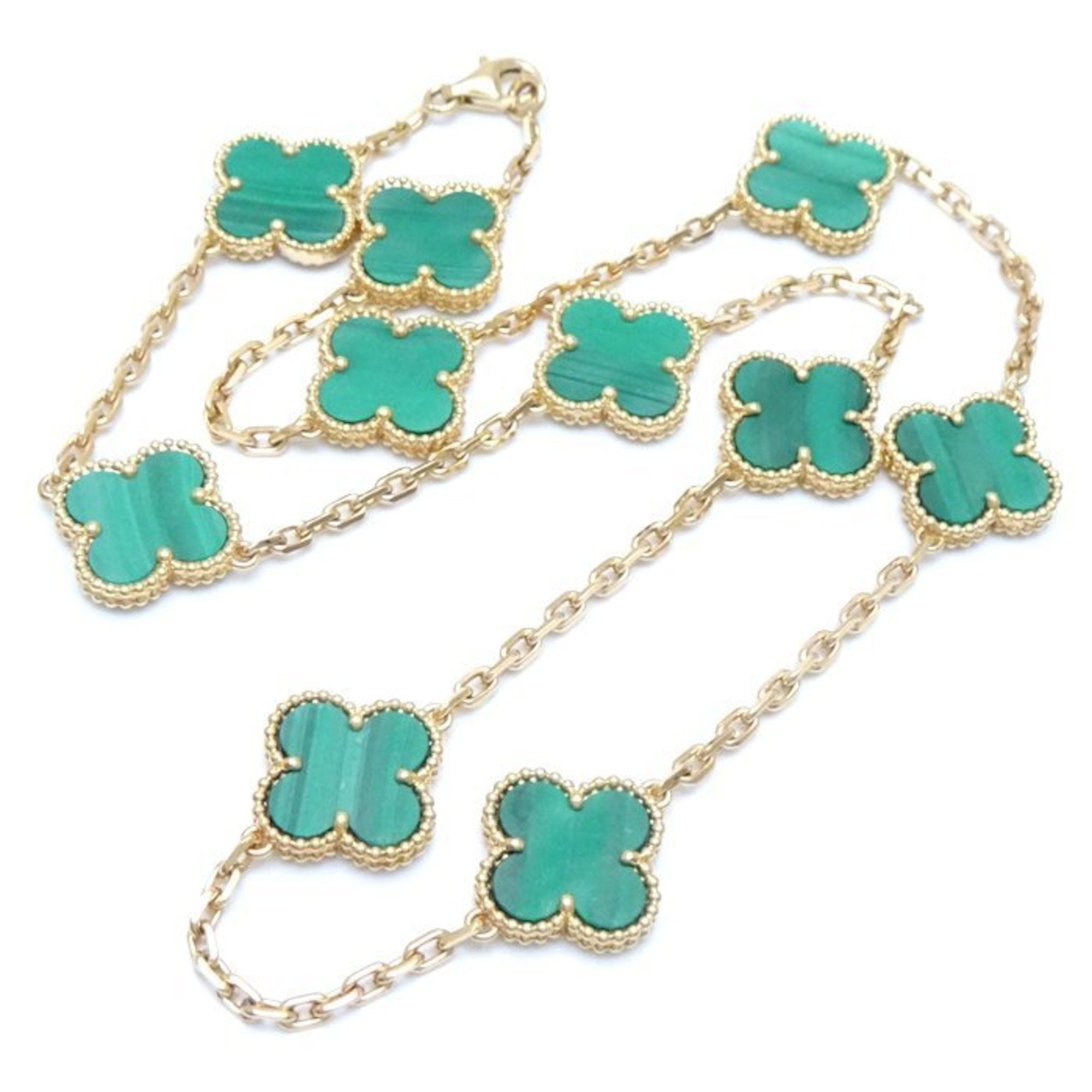 Alhambra Pendant Necklace 18K Yellow Gold and Malachite