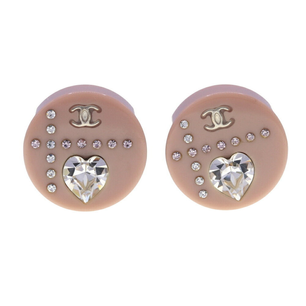 CC Logo Round Heart Earrings Metal